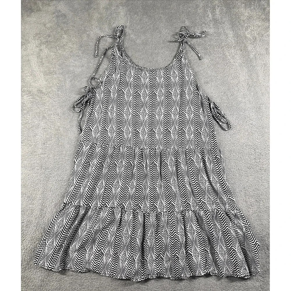 Xhilaration. Juniors‎ Tiered Sleeveless Mini-Dress White + Black Stripes Small